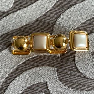 Gold and white stretchy statement bracelet